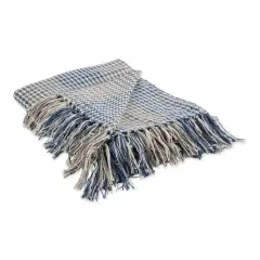 DII&reg; French Blue & Gray Houndstooth Plaid Throw