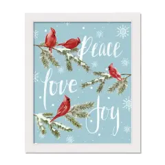 Peace Love Joy Cardinals White Framed Print