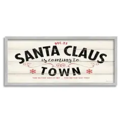 Stupell Industries Santa Claus Coming To Town Rustic Framed Giclee Art Gray