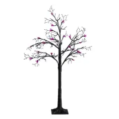 4ft. Pre-Lit Artificial Halloween Spider Twig Tree with 48 Purple LED Lights