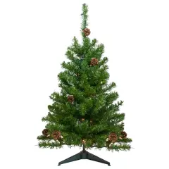 3ft. Pre-Lit Canadian Pine with Pinecones Artificial Christmas Tree, Warm White Lights