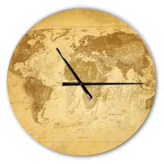 Designart Vintage Classic Map Wall Clock