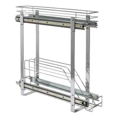 Household Essentials Glidez Chrome-Plated Steel 2-Tier Dual-Sliding Storage Organizer