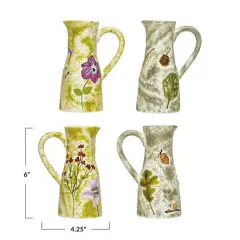 Hello Honey&reg; 9oz. Hand-Painted Debossed Florals Stoneware Pitcher Set