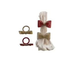 Hello Honey&reg; Glass Beaded Metal Bow Napkin Ring Set