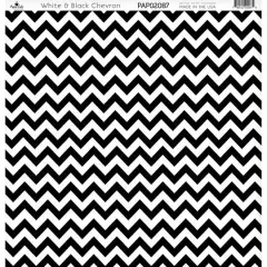 Paper Caf&eacute; White & Black Chevron 12" x 12" Cardstock, 15 Sheets