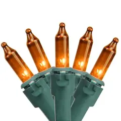 50ct. Mini Christmas String Lights with Green Wire Orange