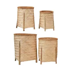 Hello Honey&reg; Natural Woven Bamboo Baskets with Legs Set