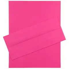 JAM Paper 8.5" x 11" Letter Paper & Envelopes #10 Business Stationery Set, 100ct. Ultra Fuchsia Hot Pink Brite Hue