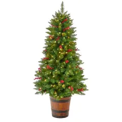 5ft. Pre-Lit Colorado Aspen Artificial Christmas Tree in Decorative Planter, White LED Lights
