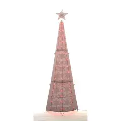 72'' Color Changing LED Glittering Snowflake Cone Tree Sculpture