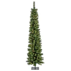 6ft. Pre-Lit Nooksack Fir Pencil Artificial Christmas Tree, Warm White LED Lights