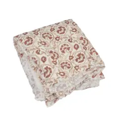 Hello Honey&reg; 60" Tan & Rose Woven Cotton & Sherpa Throw Blanket