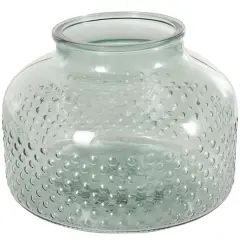 12.25" Green Glass Wide Spotted Decorative Vase