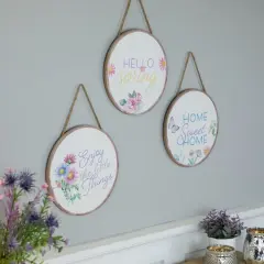 Springtime Floral Hanging Wall Sign Set