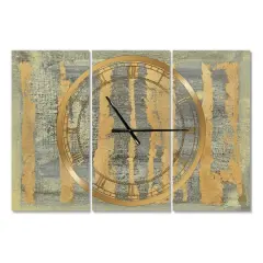 Designart Glam Metallic Form IV Modern 3 Panel Wall Clock