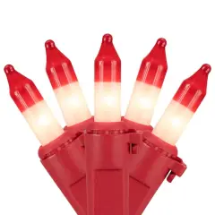 50ct. Peppermint Mini Christmas Light Set With Red Wire