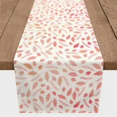 90" Watercolor Leaf Pattern Cotton Twill Runner