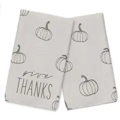 Give Thanks Gray Pumpkin Tea Towel Set