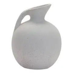 9.5" White Modern Clay Pitcher Vase