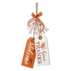 Glitzhome&reg; 24" Thanksgiving Wooden "Give Thanks" Door Hanger