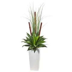 4.5ft. Giant Agave Succulent Artificial Plant in White Planter