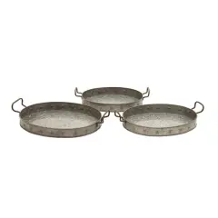 Grey Metal Farmhouse Tray Set