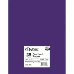 PA Paper&trade; Accents Pearlized 8.5" x 11" 80lb. Paper, 25 Sheets Blackberry Cordial