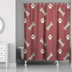 Bones & Paws Shower Curtain Red