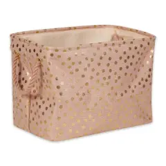 Medium Polyester Rectangle Bin With Gold Dots Millennial Pink