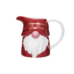 Hello Honey&reg; 1qt. Red & White Ceramic Gnome Pitcher with Gold Electroplating