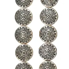Antique Silver Carved Lentil Beads, 10mm by Bead Landing&trade;