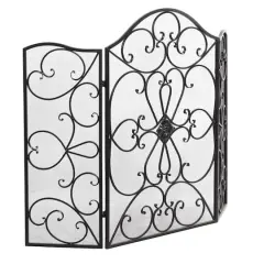 Black Metal Traditional Fireplace Screen, 36" x 49" x 1"