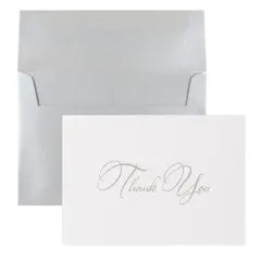 JAM Paper Thank You Card Set with Silver Script, 25ct.