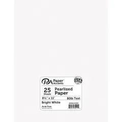 PA Paper&trade; Accents Pearlized 8.5" x 11" 80lb. Paper, 25 Sheets Bright White