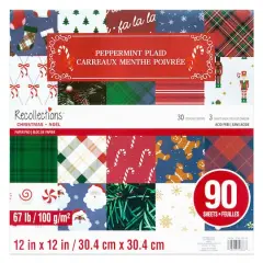 12" x 12" Peppermint Plaid Paper Pad, 90 Sheets by Recollections&trade;