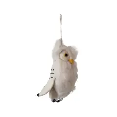 Hello Honey&reg; 8" White, Yellow & Black Handmade Wool Felt Owl Ornament with Embroidery