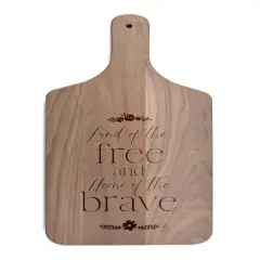 17" Land of the Free Home of the Brave Paddle Cutting Board Walnut