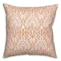 Orange Damask Throw Pillow