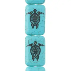 Turquoise Reconstituted Stone Turtle Print Rectangle Beads, 30mm by Bead Landing&trade;