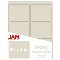 JAM Paper Adhesive Shipping Labels, 3.33" x 4" Ivory