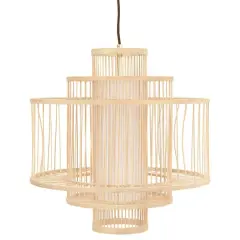 Hello Honey&reg; 19.5" Boho Tiered Bamboo Chandelier Brown