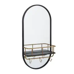Black Metal Modern Wall Mirror, 14" x 5" x 28"