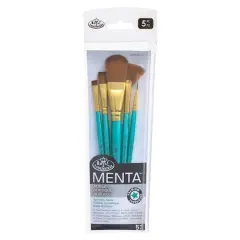Royal & Langnickel&reg; Menta&trade; Fan & Liner Synthetic Acrylic 5 Piece Brush Set