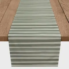 Watercolor Stripes Cotton Twill Runner Green