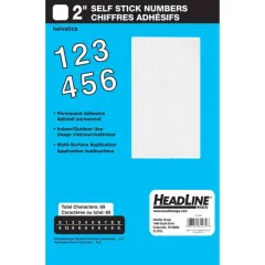 Headline Sign&reg; White Helvetica Numbers Vinyl Stickers, 2''