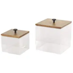 Clear & Brown Box Set with Brown Wooden Lids