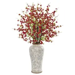 3ft. Red Cherry Blossom Arrangement in Decorative Vase