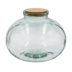 Hello Honey&reg; 9" Round Clear Reclaimed Glass Jar with Cork Lid