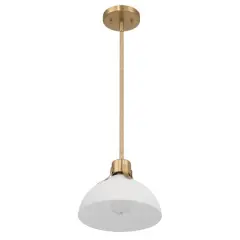 Hello Honey&reg; Delano Gold & White Industrial Metal & Etched Glass Ceiling Light